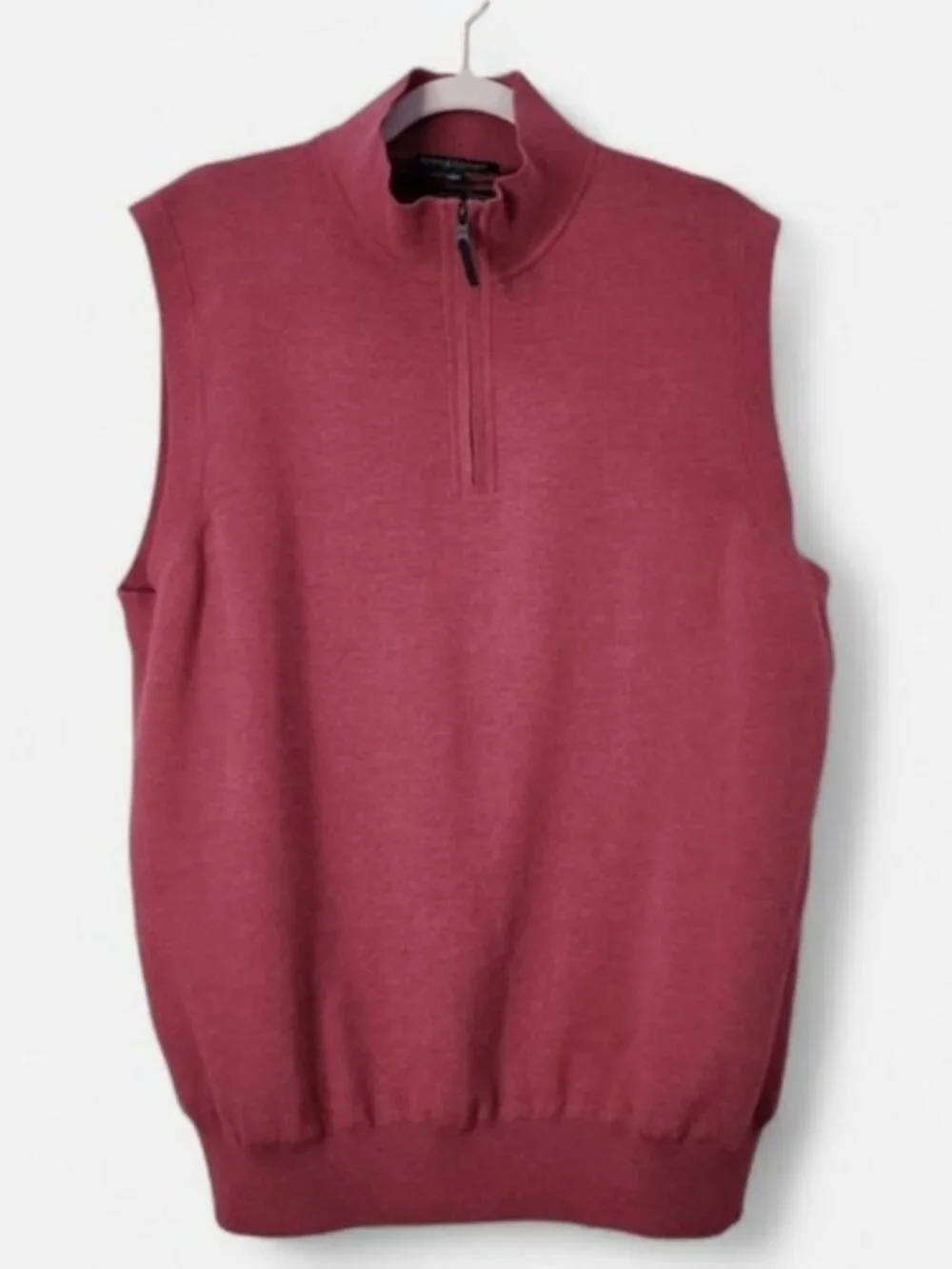 Fairway & Greene Men's Vest Red Italian Merino Wool Quarter-Zip Golf Large